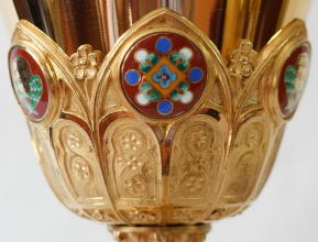 French antique solid silver gilt Gothic Chapel Set